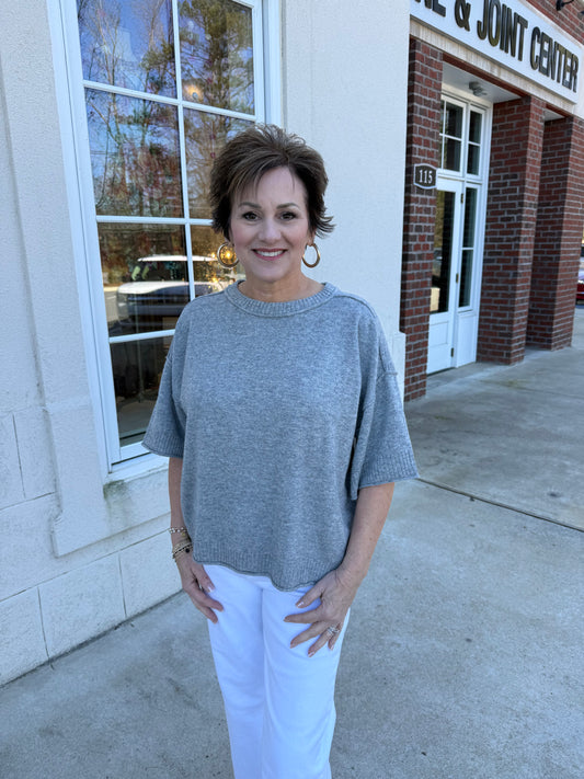 Heathered Grey Cashmere Blend Sweater