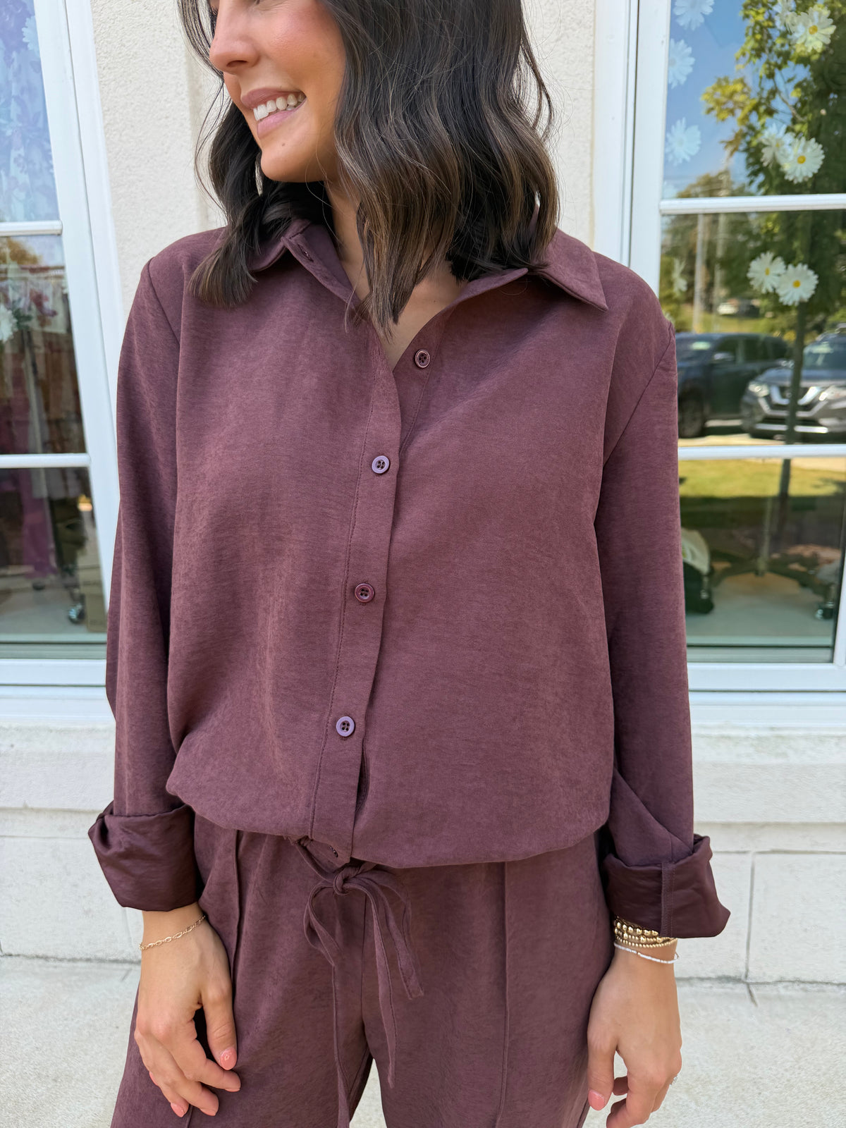 Cherry Wood Long Pant Set