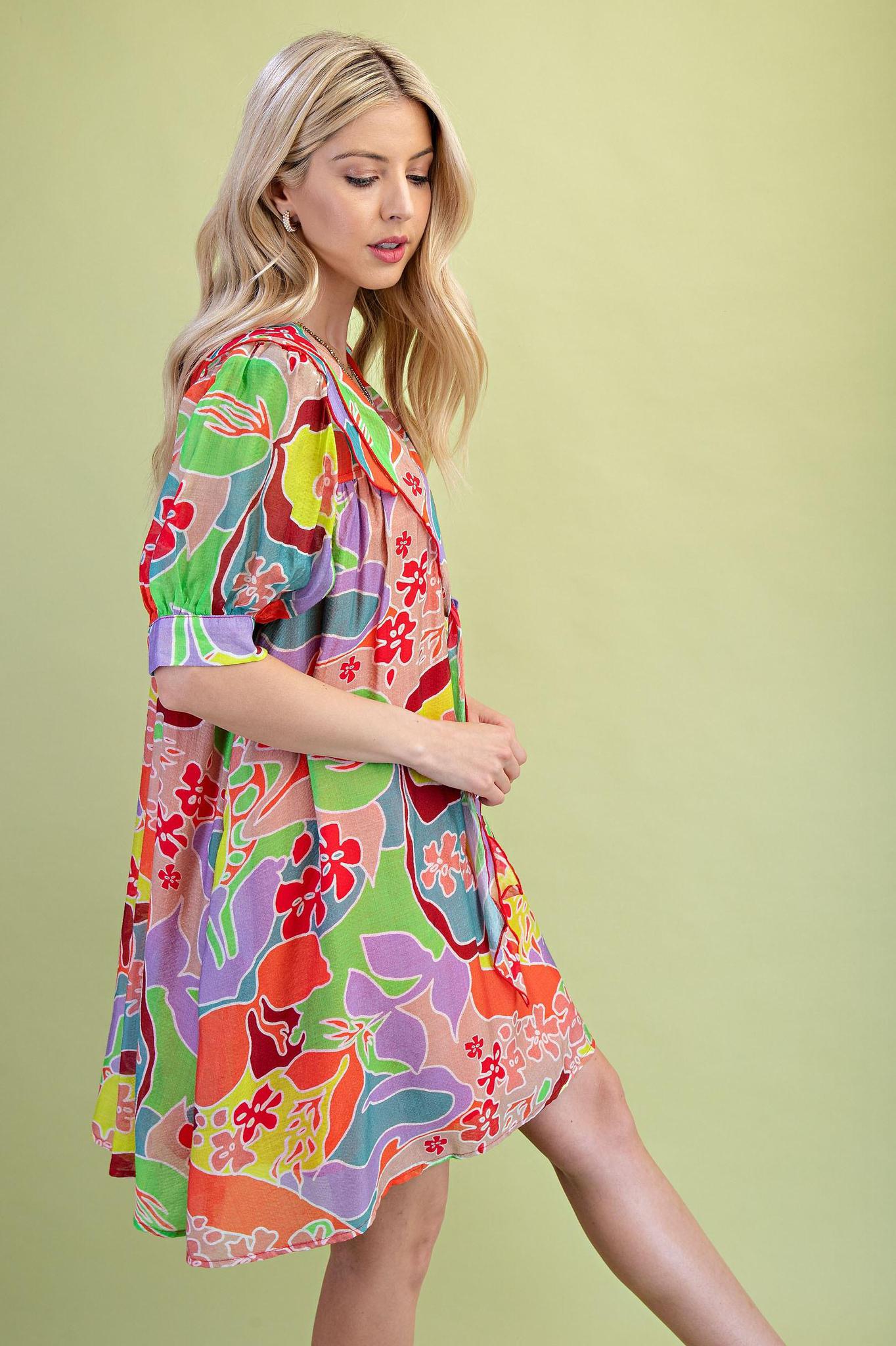 Orange Mix Sailor Mini Dress