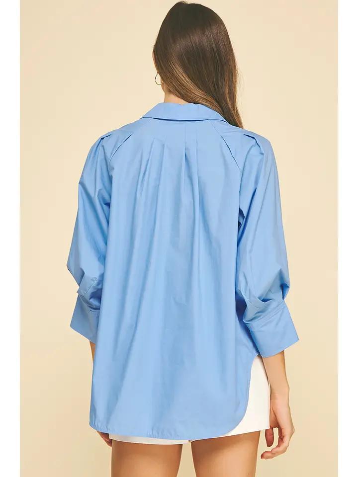 French Blue Wide Cuff Shirt