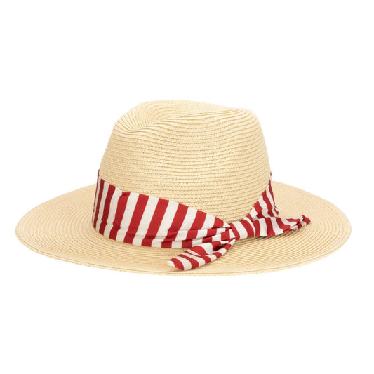 Gidget Fedora with Red Striped Scarf