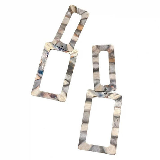 Double Retangle  - Bur Silver Plated
