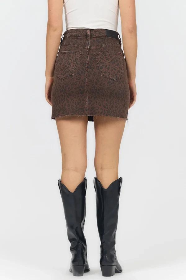 Chocolate and Black Leopard Mini Skirt