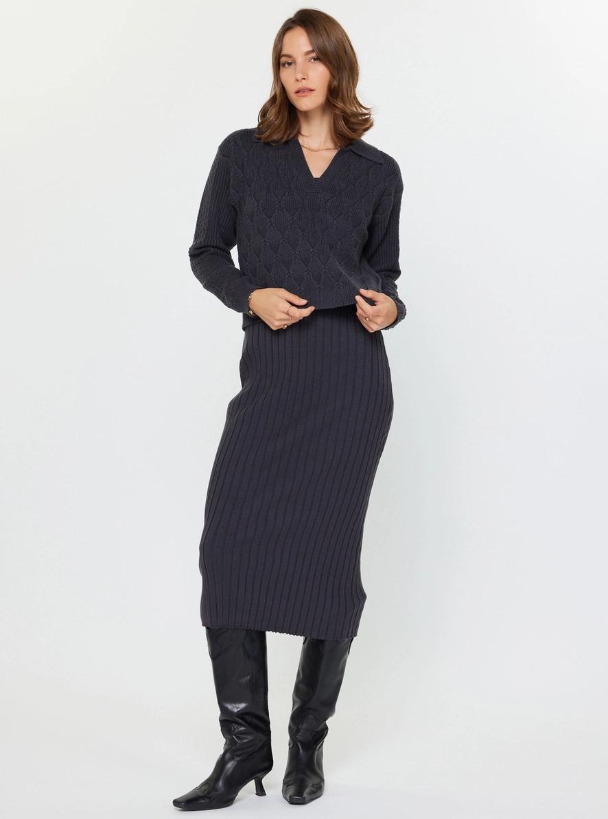 Charcoal Twofer Sweater Dress