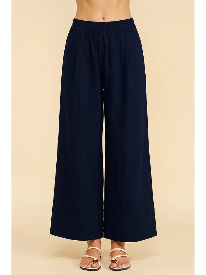 Deep Navy Corduroy Wide Leg Pant