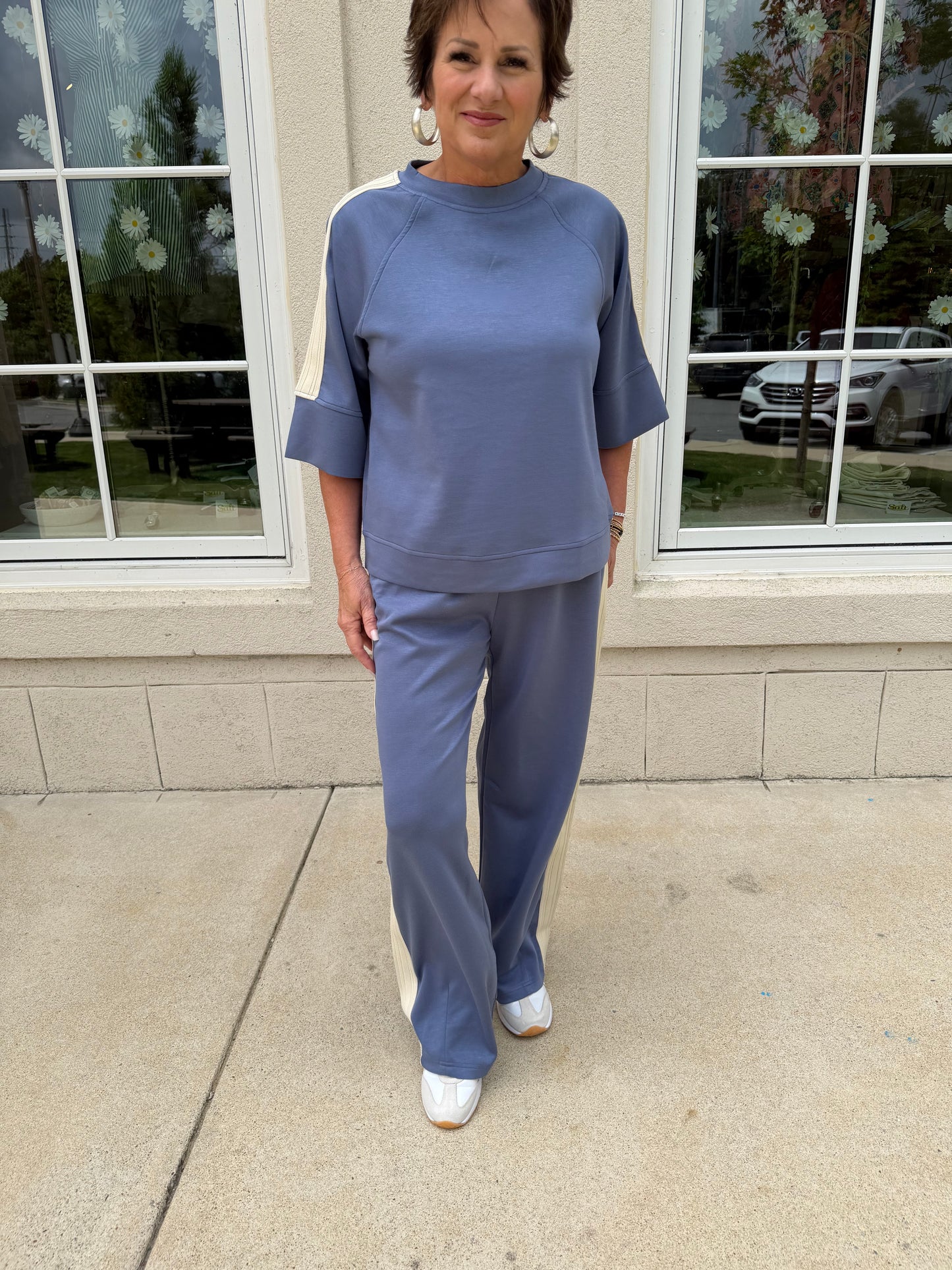 Dusty Blue Scuba Pants Set