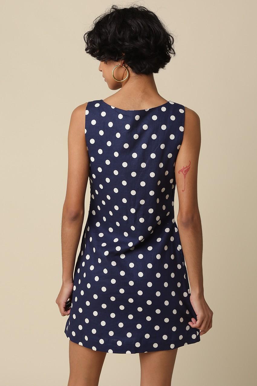 Navy and Natural Polka Dot Mini