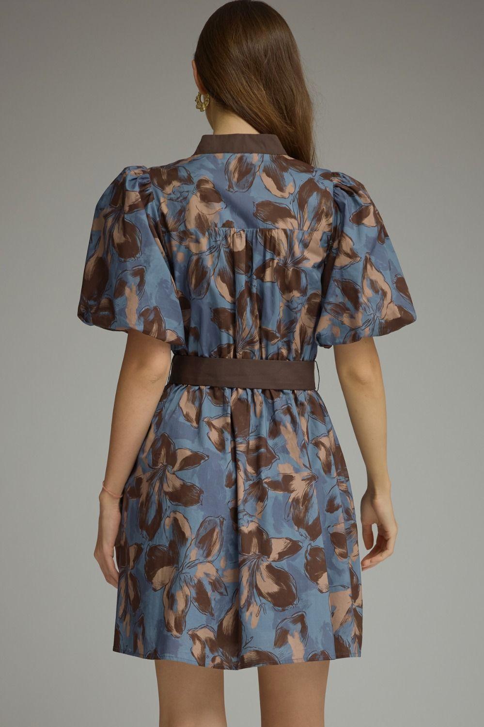 Brown Floral Mini Dress