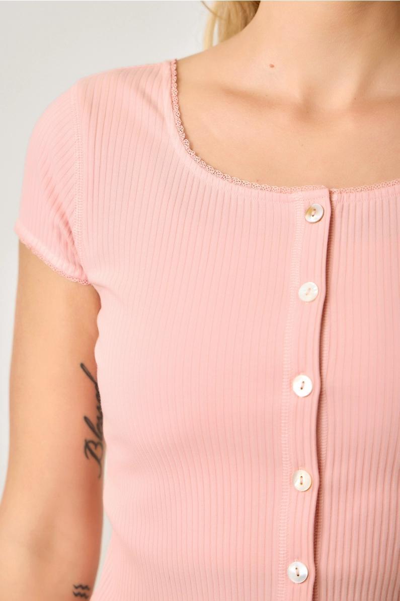 Lt. Pink Lace Trimmed Cardigan