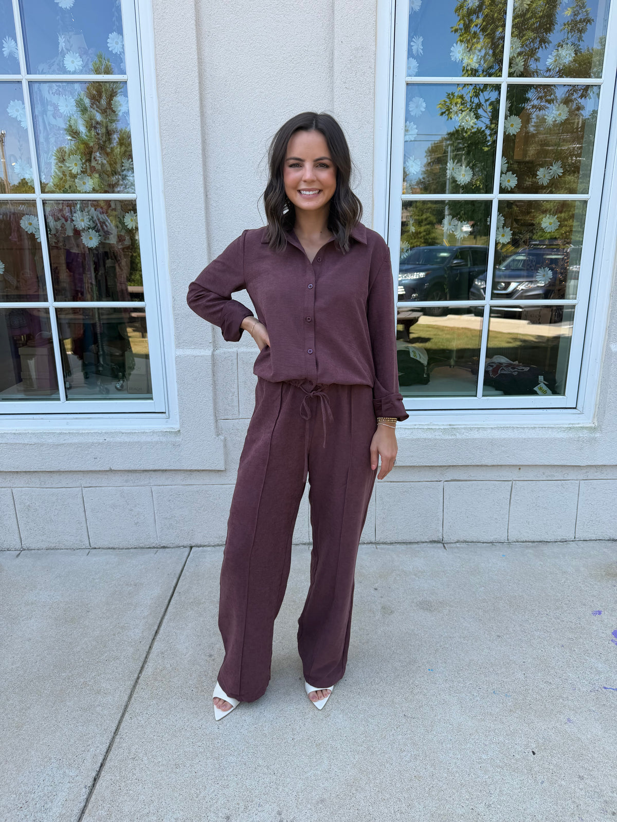 Cherry Wood Long Pant Set
