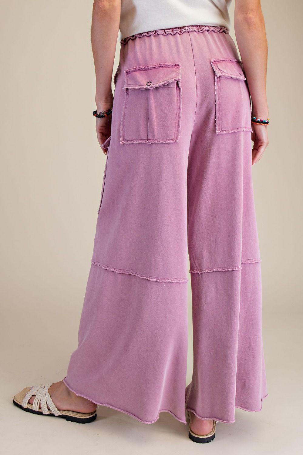 Mauve Mineral Washed Terry Pants