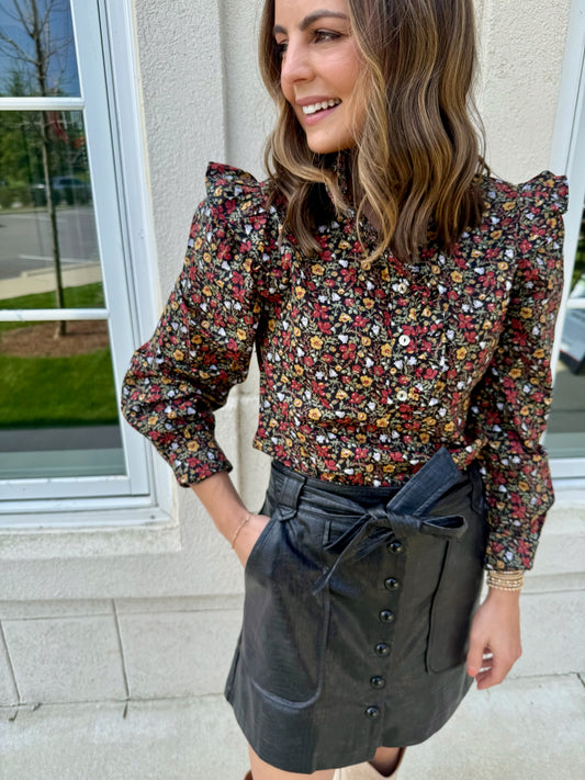 Black Small Floral Top
