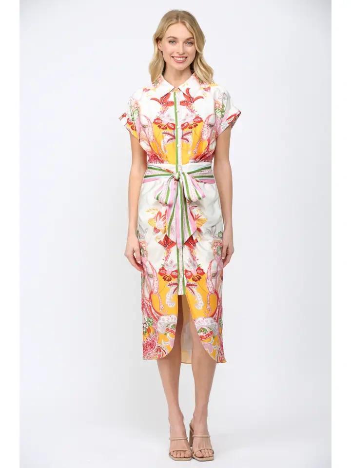 Botanical Scarf Printed Dress