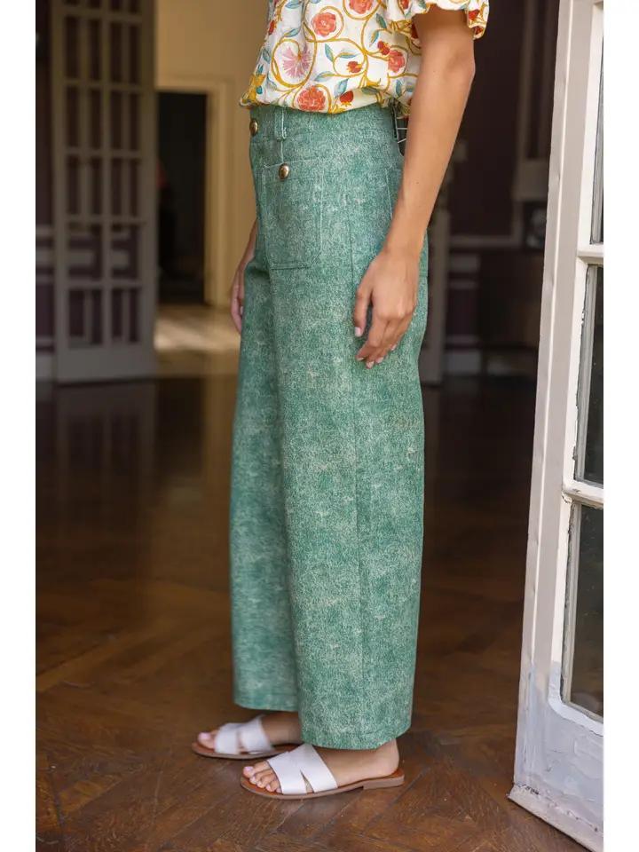 Green Wide Straight Pants