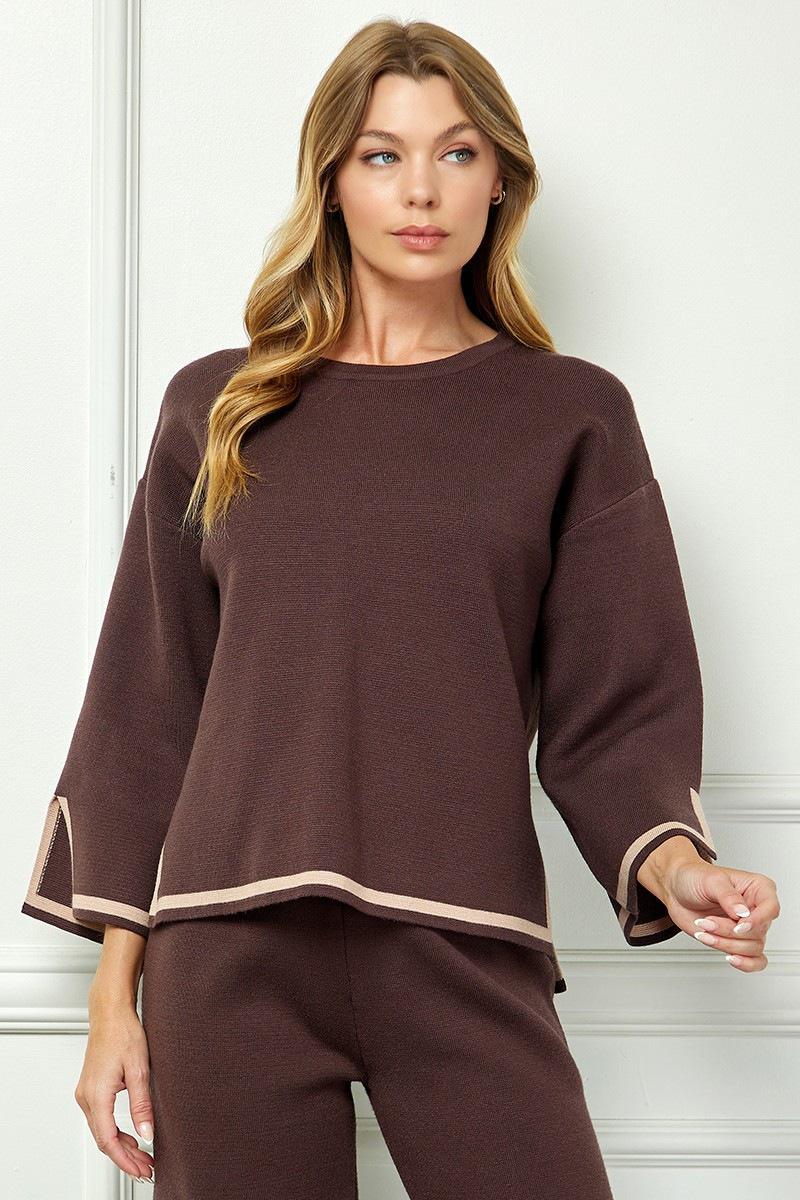 Chocolate and Tan Knit Set