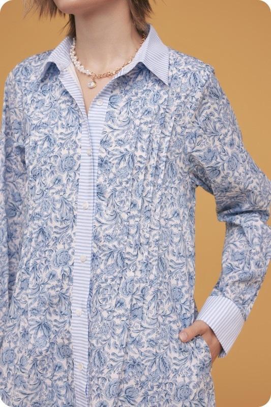 Blue Multi Contrast Striped Mini
