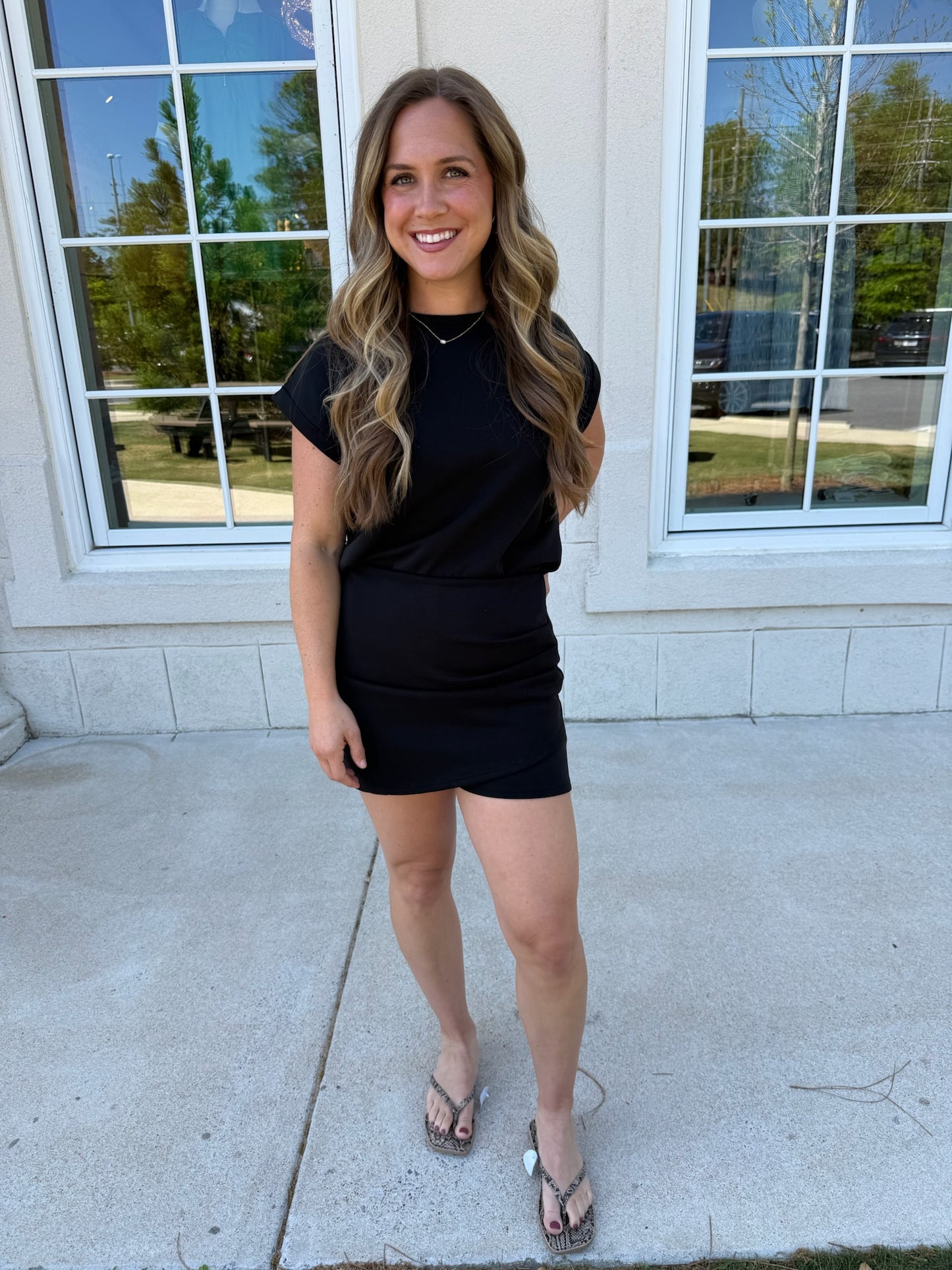 Black Side Pleated Skort Set