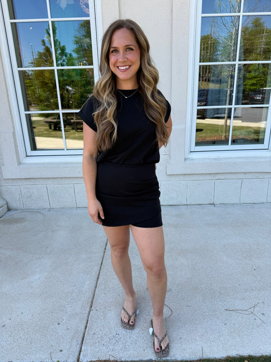 Black Side Pleated Skort Set