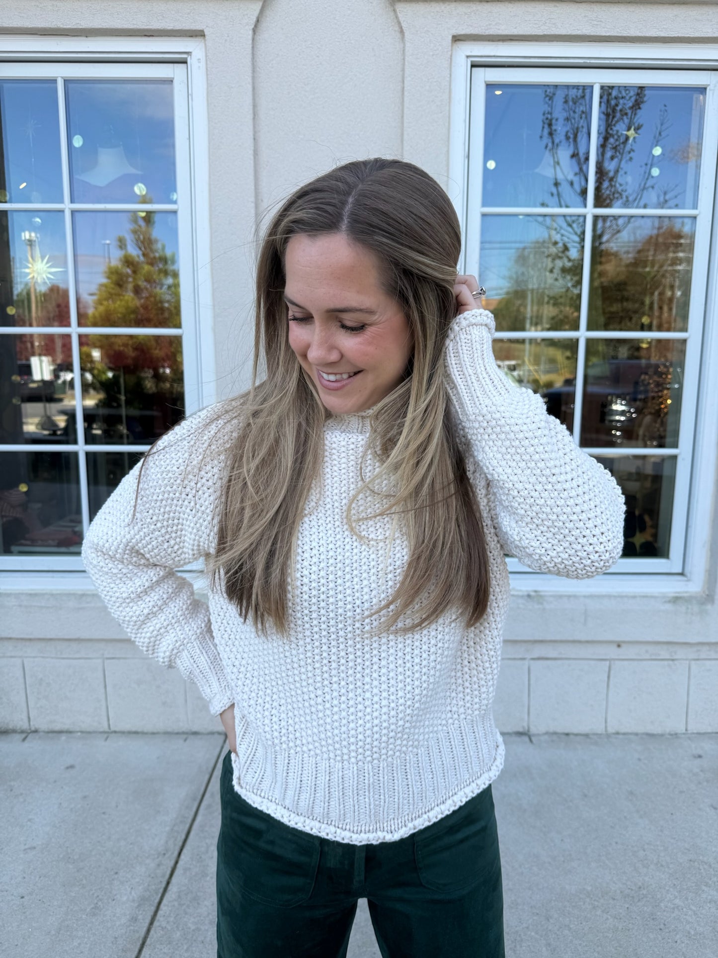 Cream Chunky Turtle Neck Sweater