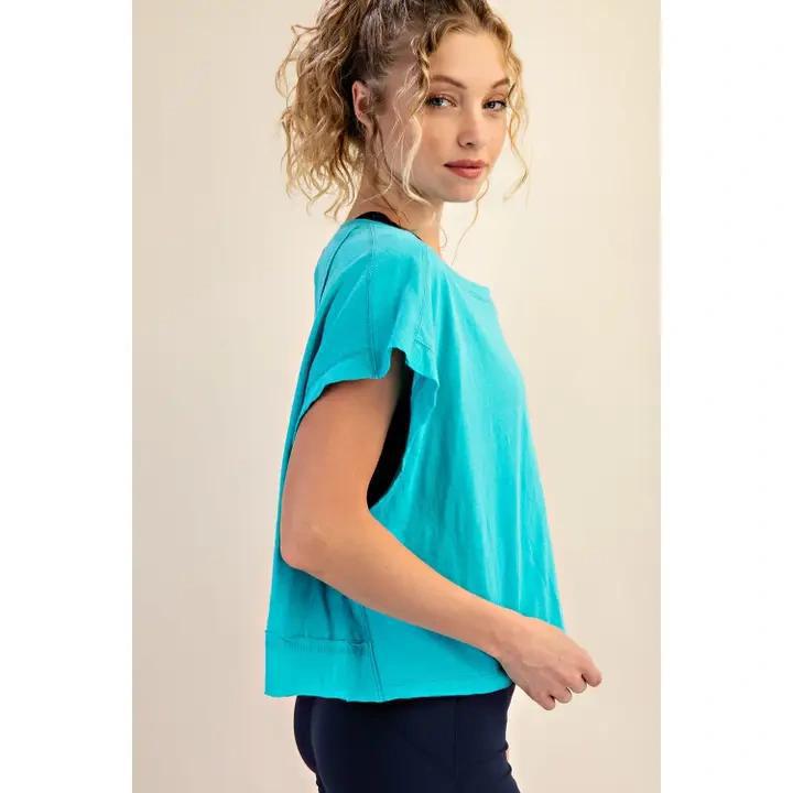 Turquoise Cotton Slub Top
