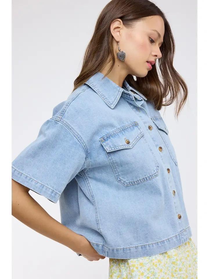 Light Denim Button Front Shirt