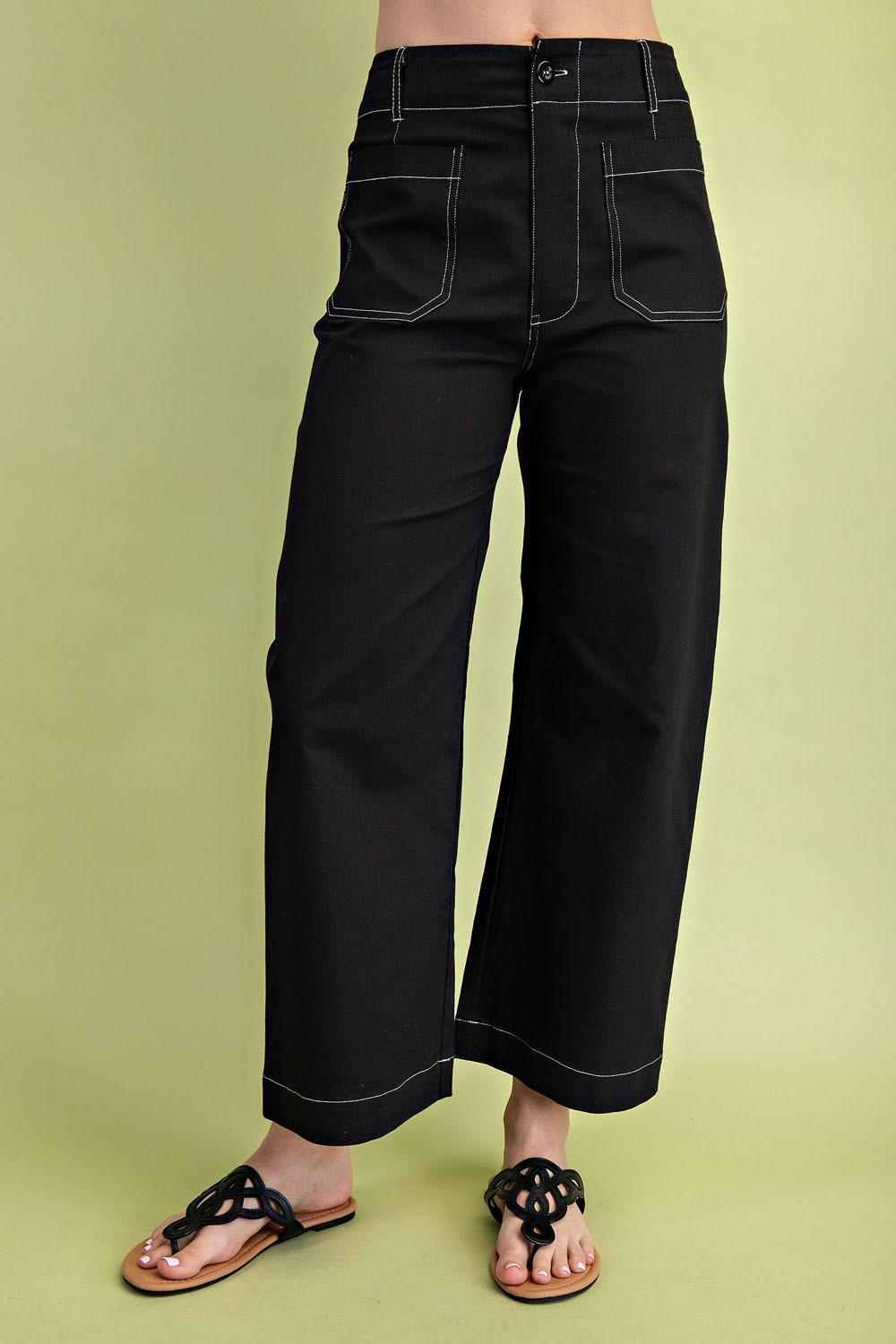 Black Cropped Wide Leg Pants