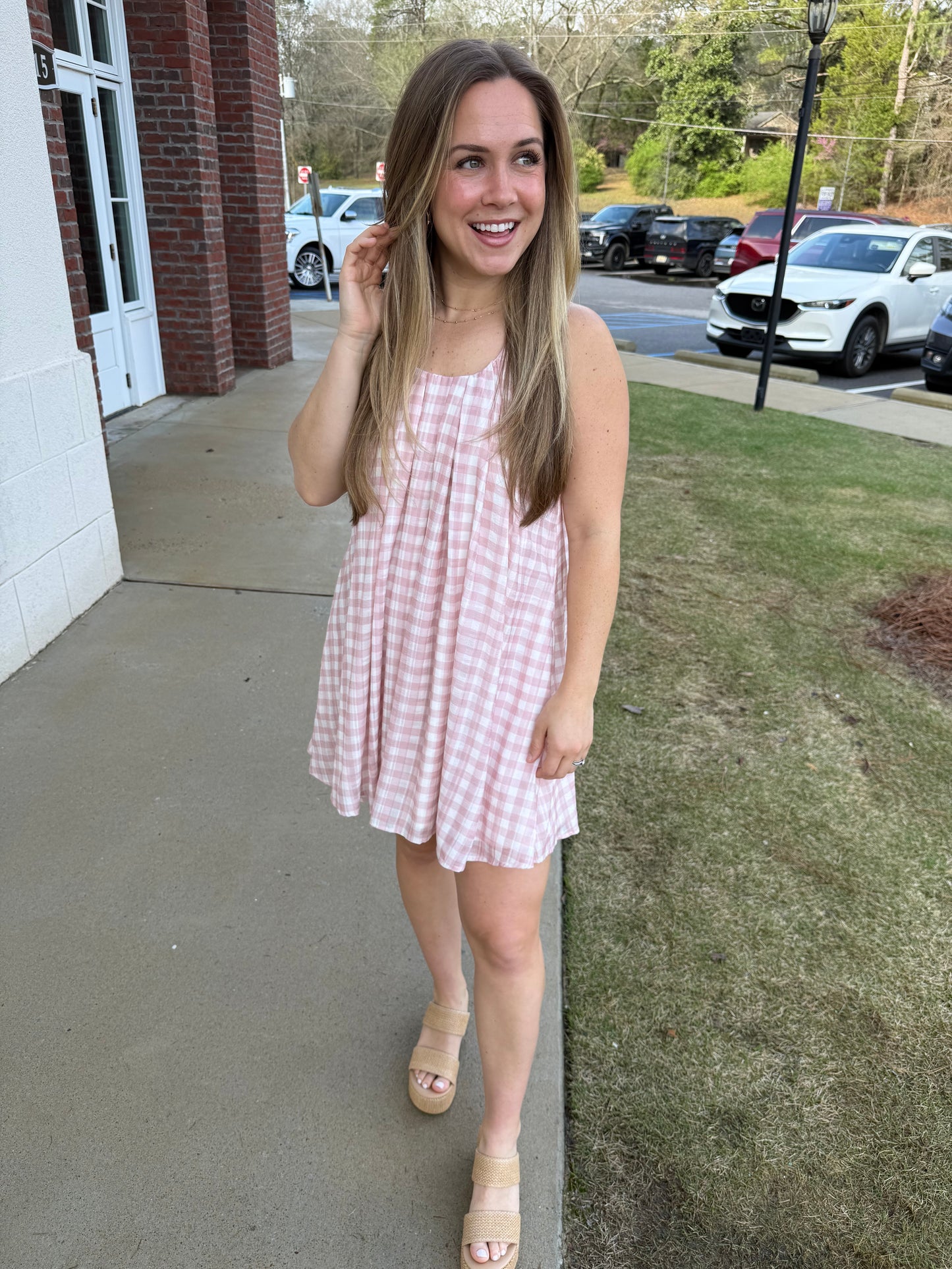 Dusty Pink and Off White Gingham Mini