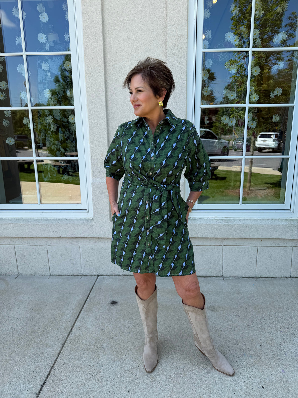 Olive and Periwinkle Mini Dress