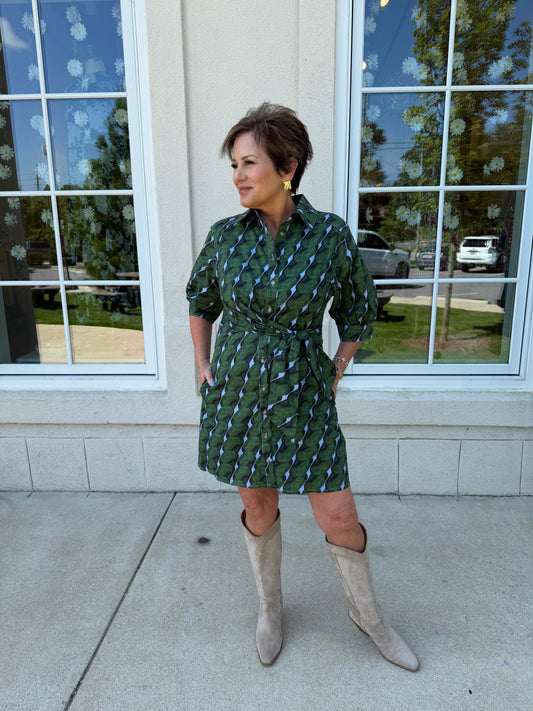 Olive and Periwinkle Mini Dress