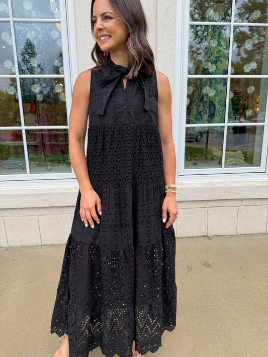Black Ruthie Eyelet Lace Maxi