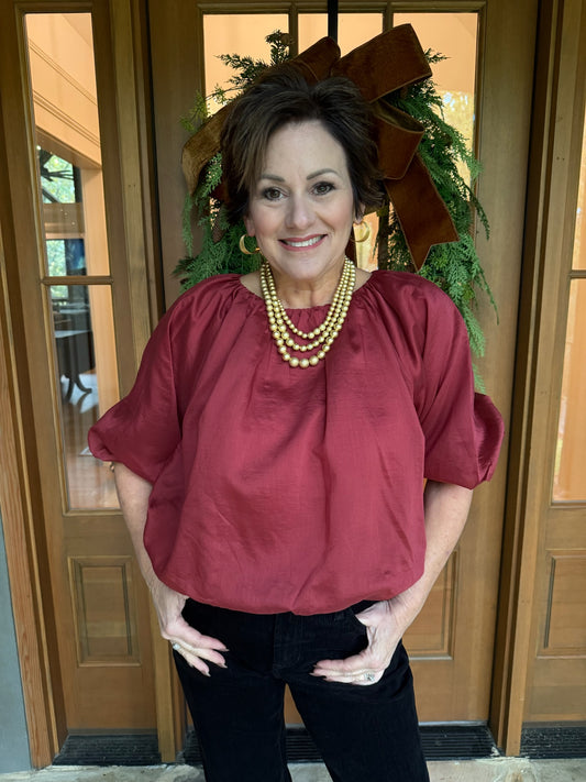 Burgundy Flowy Top