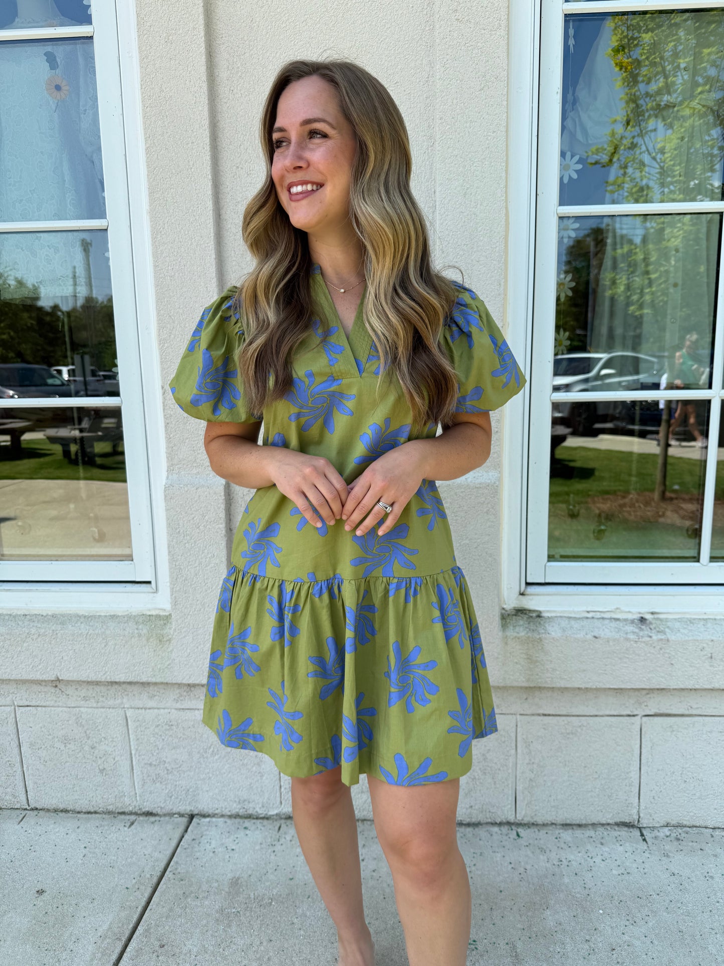 Avocado and Blue Floral Mini