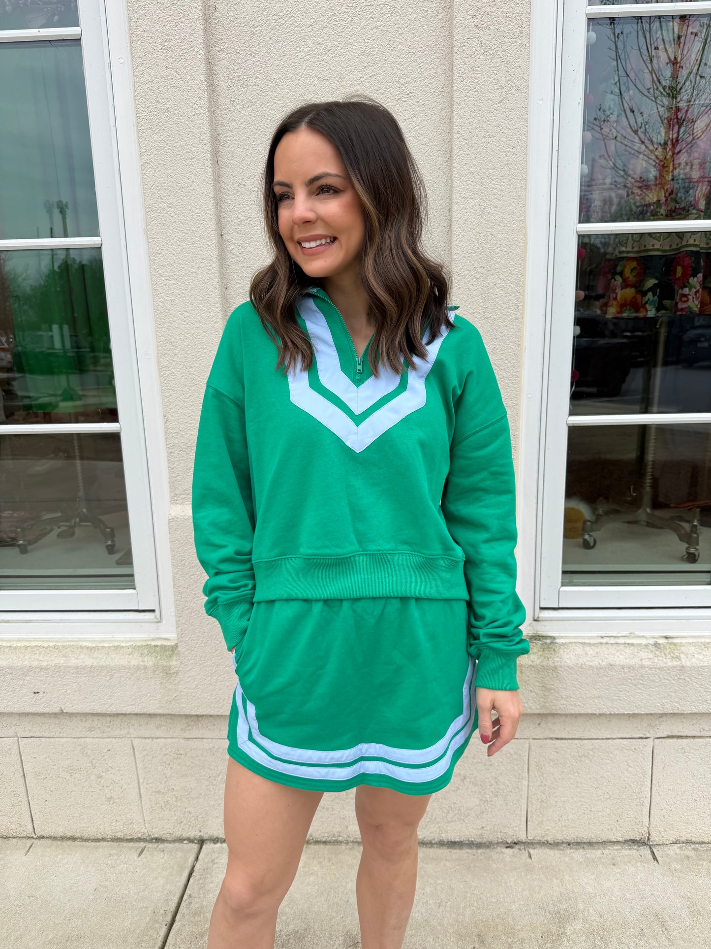 Kelly Green and Blue Terry Skort Set