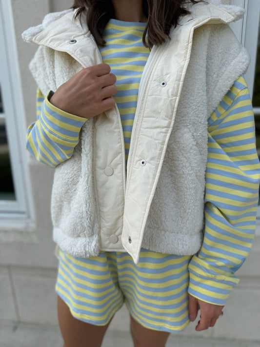 Ivory Fleece Zip Vest