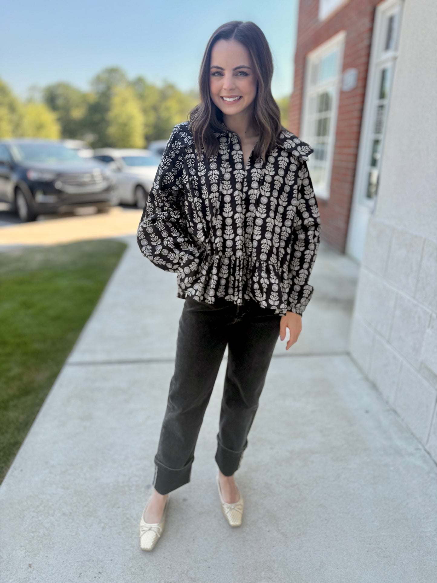 Black and White Oversized Peplum Top