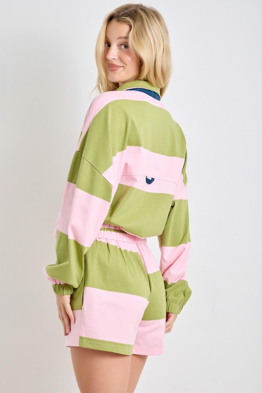 Pink and Green Wide Stripe Set