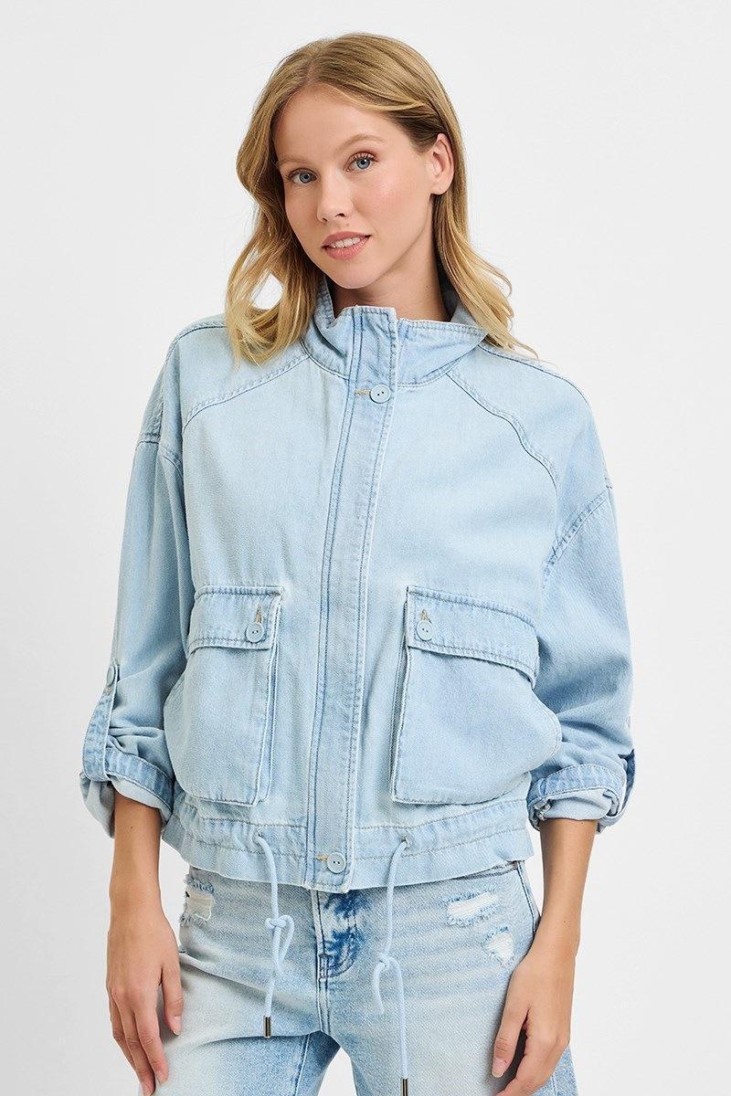 Denim Oversized Cargo Jacket