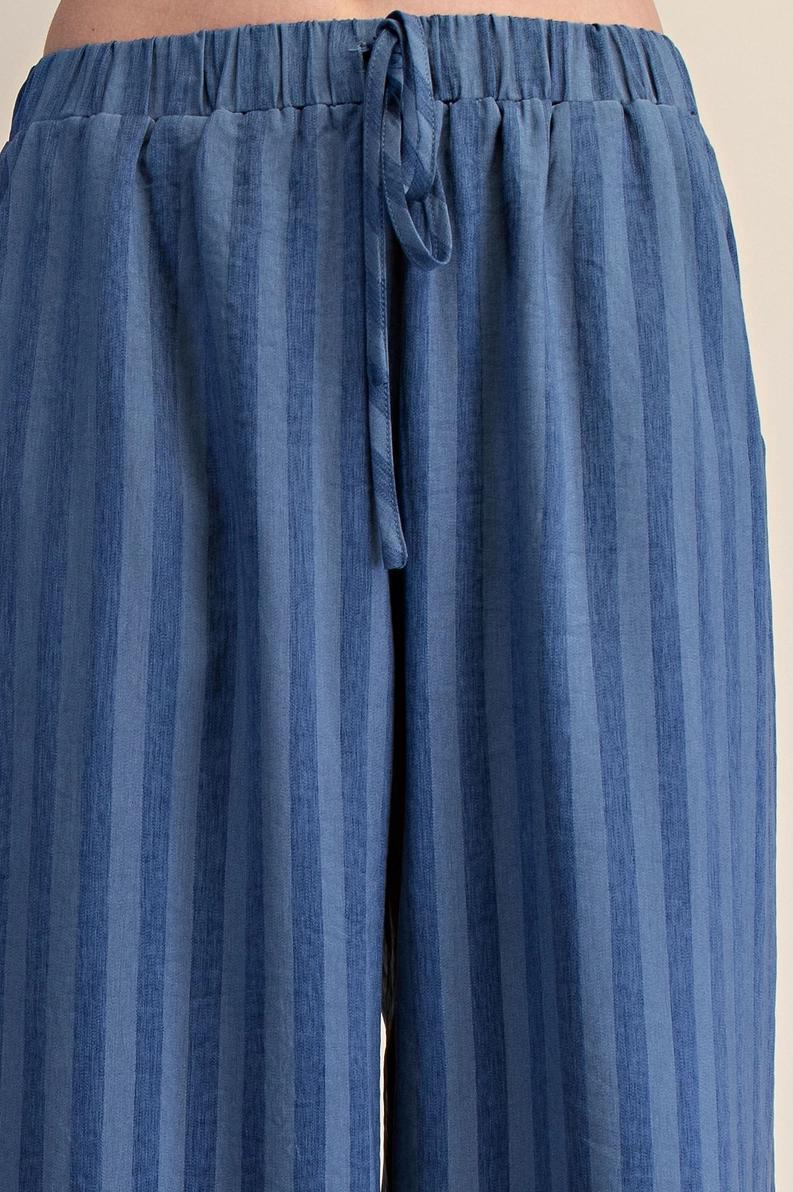 Indigo Striped Tie Puff Set