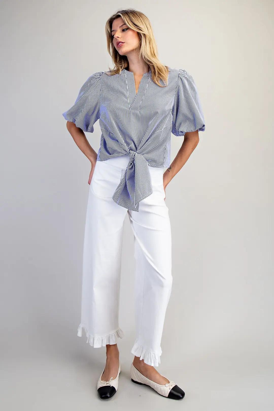 Cobalt Blue Striped Blouse