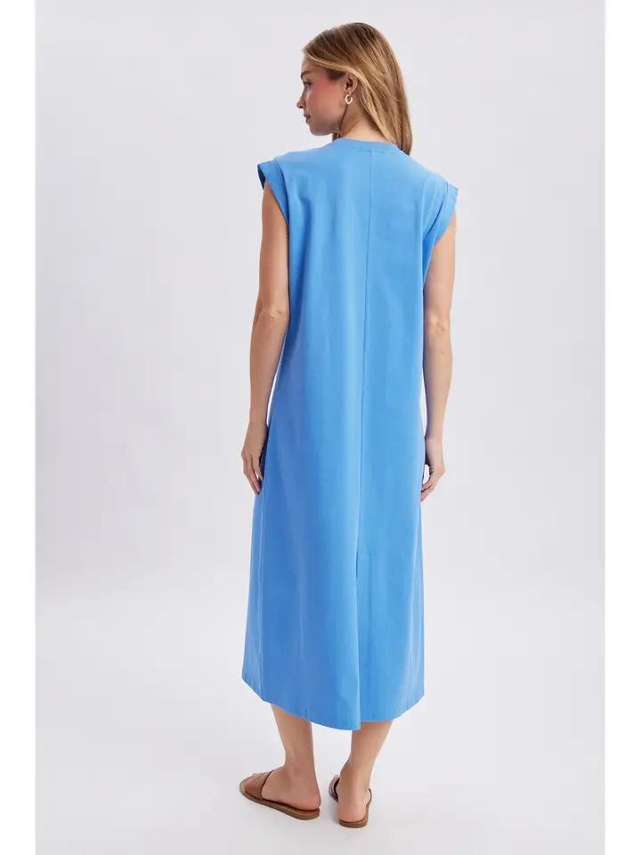 Coastal Cap Sleeve Knit Midi Dress