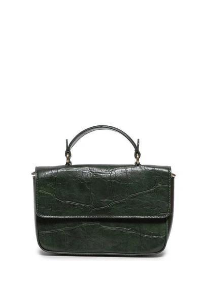 Bottle Green Wilma Faux Croc Mini Flap Crossbody