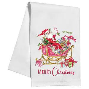 Merry Christmas Santa on his Way Kitchen Towel