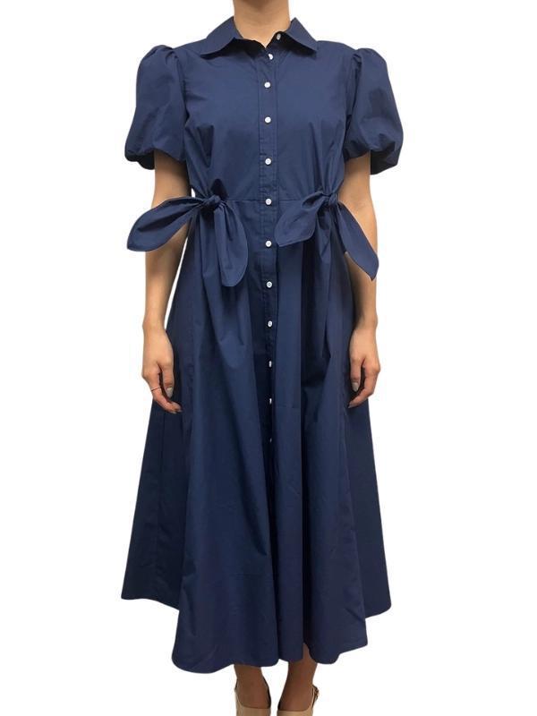 Navy Knotted Front Detail Midi