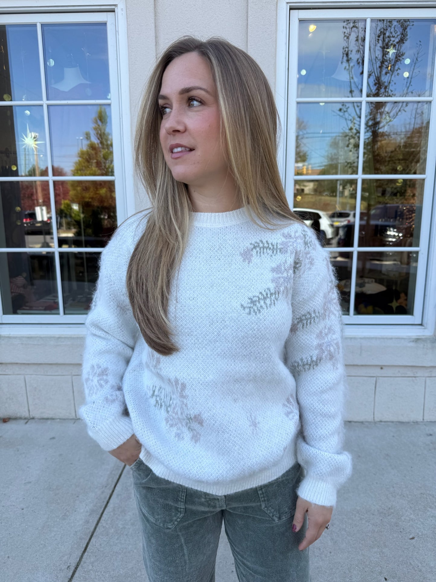 Ivory Floral Pullover