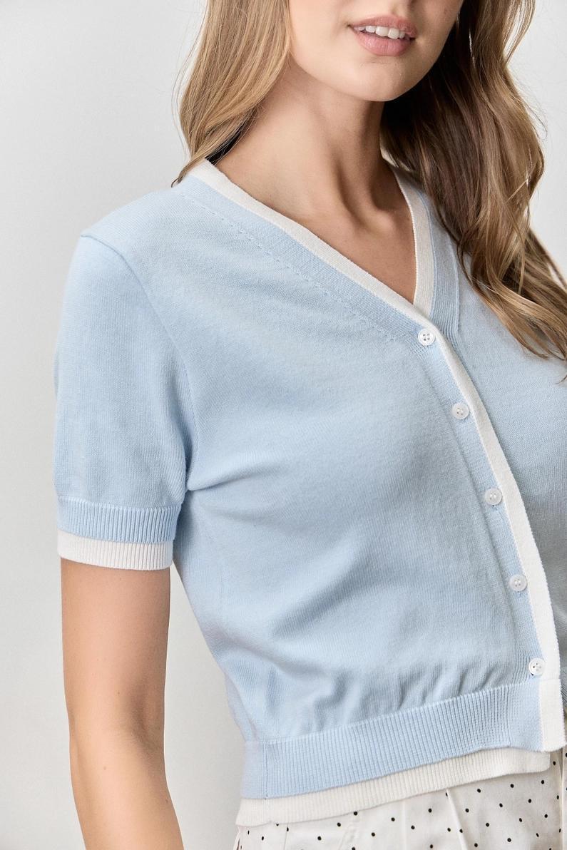 Ivory and Lt Blue Sweater Top
