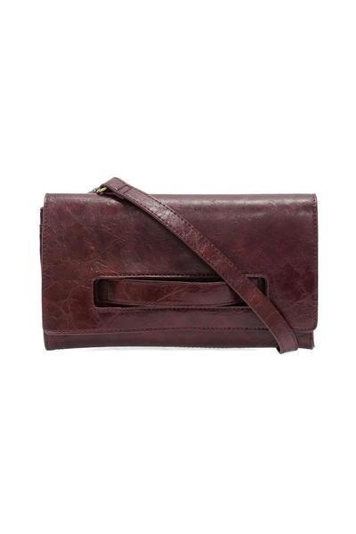 Wine Caterina Handle Clutch Crossbody