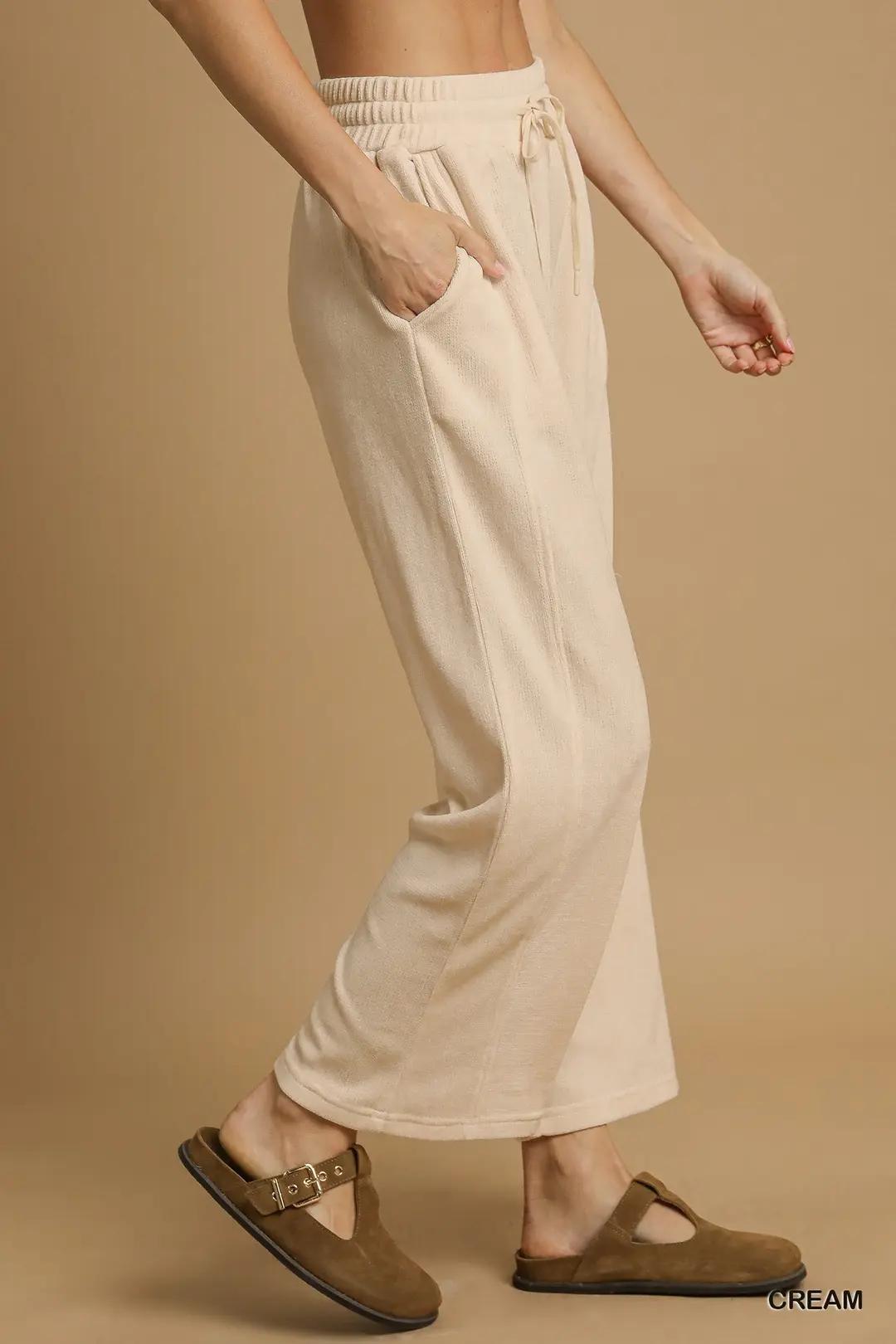 Cream Wide Leg Sweatsuit Set