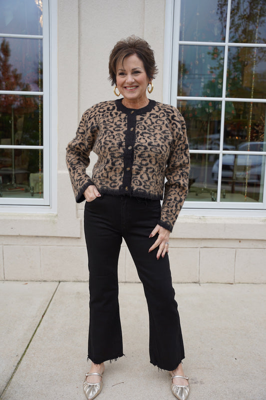 Leopard Print Sweater Cardigan
