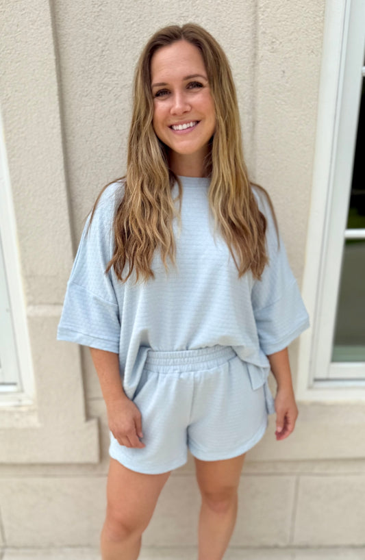 Sky Blue Jacquard Knit Set