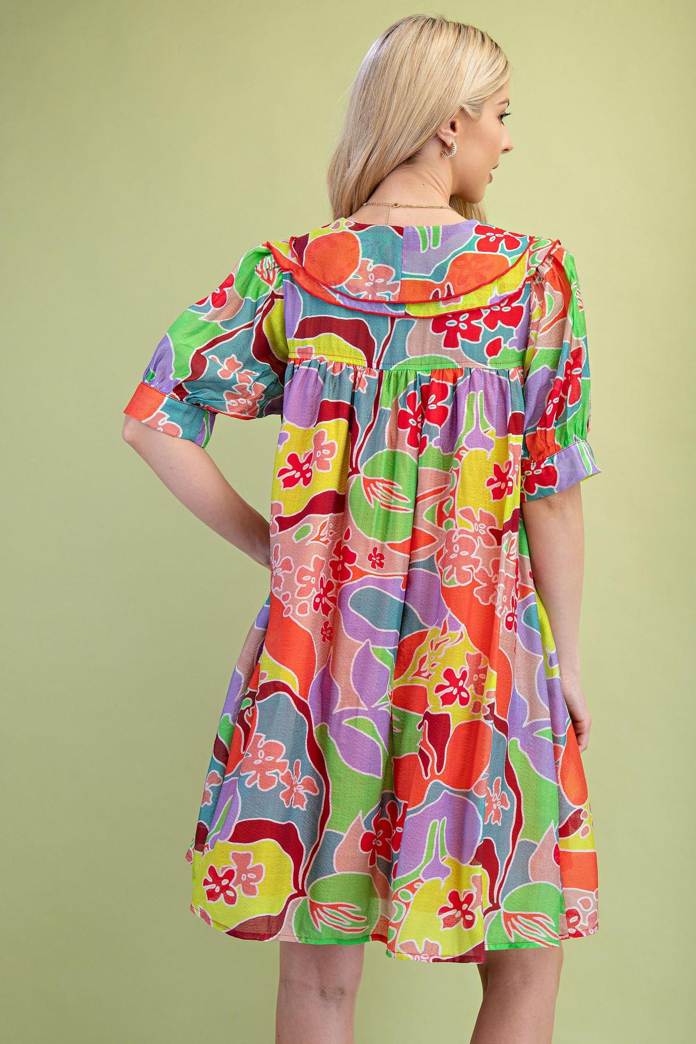 Orange Mix Sailor Mini Dress